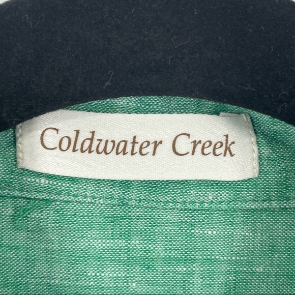 Coldwater Creek 100% Linen Button Up Green Blouse - Sz PM (10-12) - Picture 3 of 13